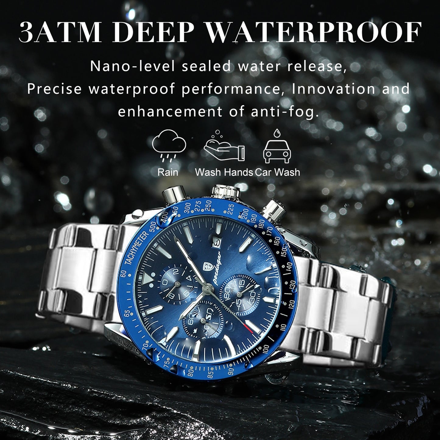 Poedagar Luxury Men Watch High Quality Fashion Chronograph Waterproof