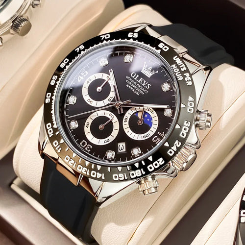 OLEVS New Luxury Men's Watches Quartz Watch Silicone Sport Date