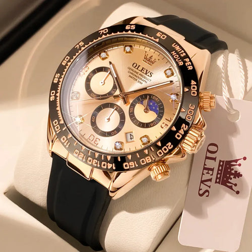 OLEVS New Luxury Men's Watches Quartz Watch Silicone Sport Date