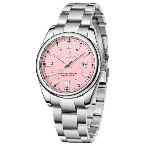 Watch For Men Orange Watch Dial Analog Quartz Wristwatches Aknight