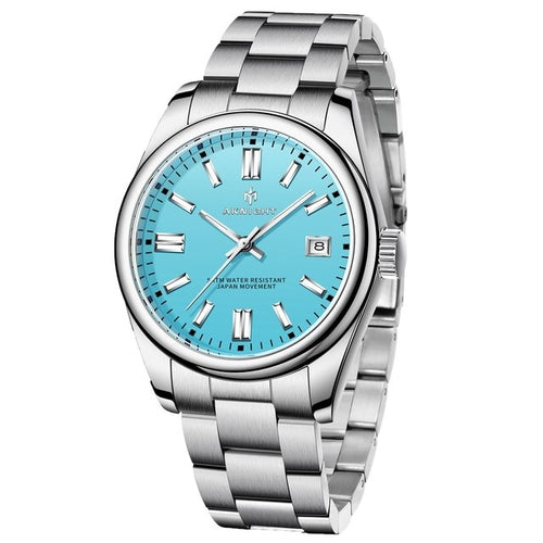Watch For Men Orange Watch Dial Analog Quartz Wristwatches Aknight