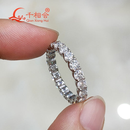 0.1ct 3mm round white moissanite Eternity Band Customizable