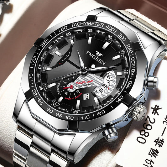 Fngeen Luxury Men's Watches Stainless Steel Band Fashion Waterproof