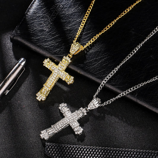 Hip Hop Alloy Cross Pendant Necklace Shellhard