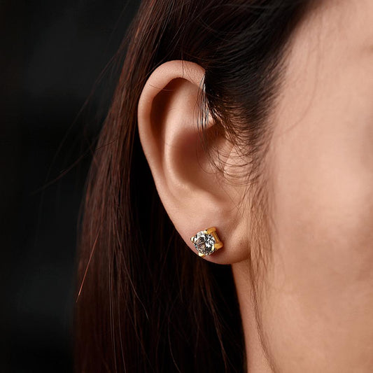 Basket-Set Round CZ Stud Earrings