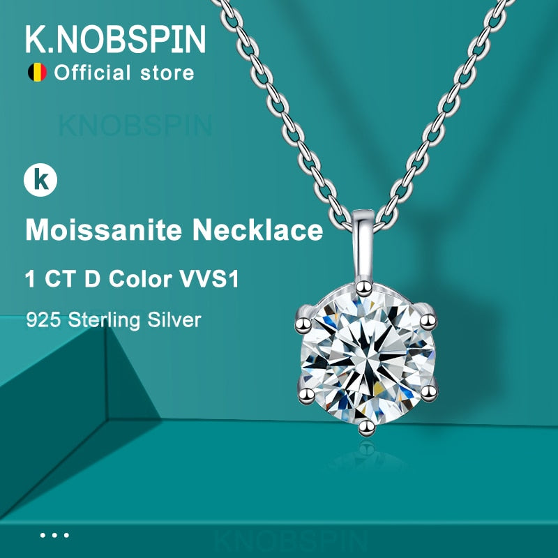 Moissanite Chain Necklace | 1 Ct Moissanite Necklace | Moissanite Fine