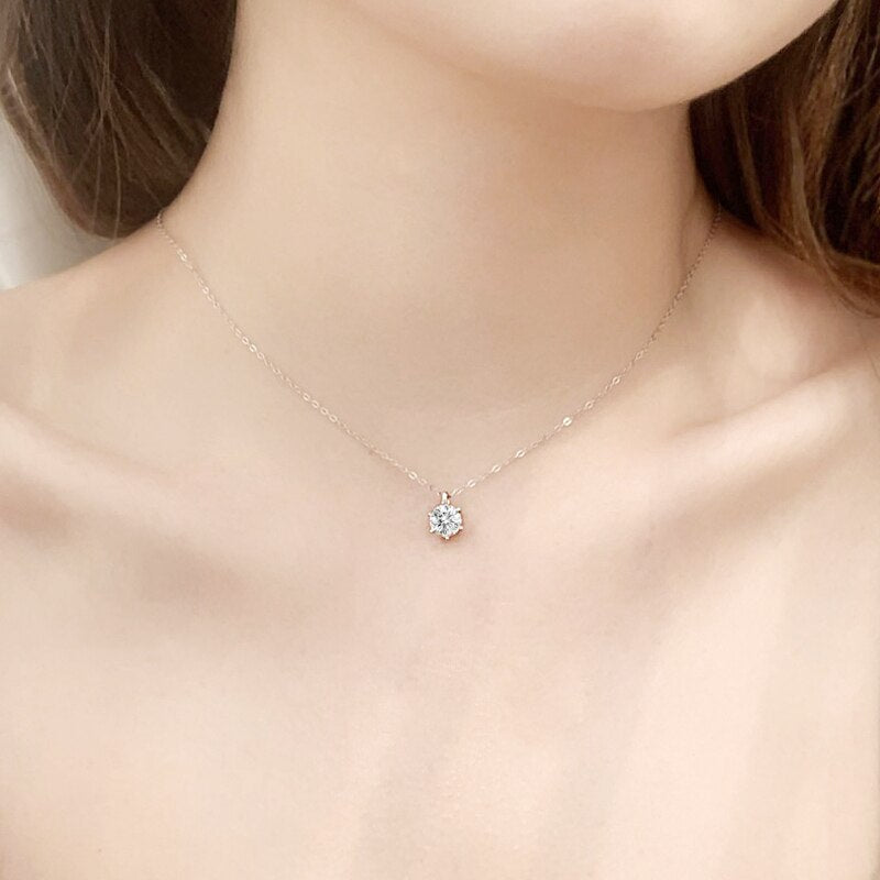Moissanite Chain Necklace | 1 Ct Moissanite Necklace | Moissanite Fine