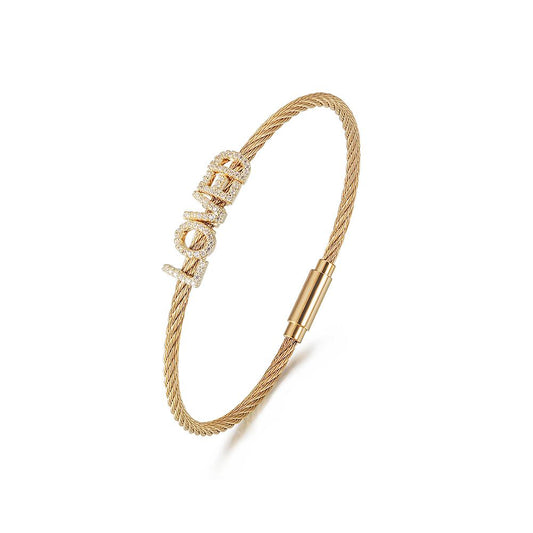 "LOVED" Pavé Bangle Bracelet