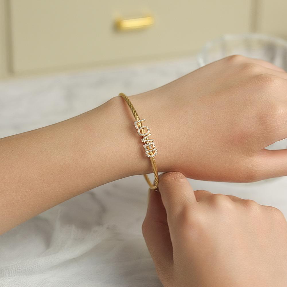 "LOVED" Pavé Bangle Bracelet