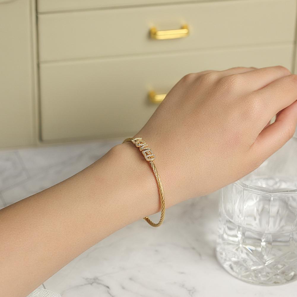 "LOVED" Pavé Bangle Bracelet