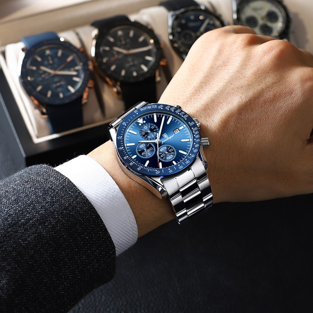 Poedagar Luxury Men Watch High Quality Fashion Chronograph Waterproof