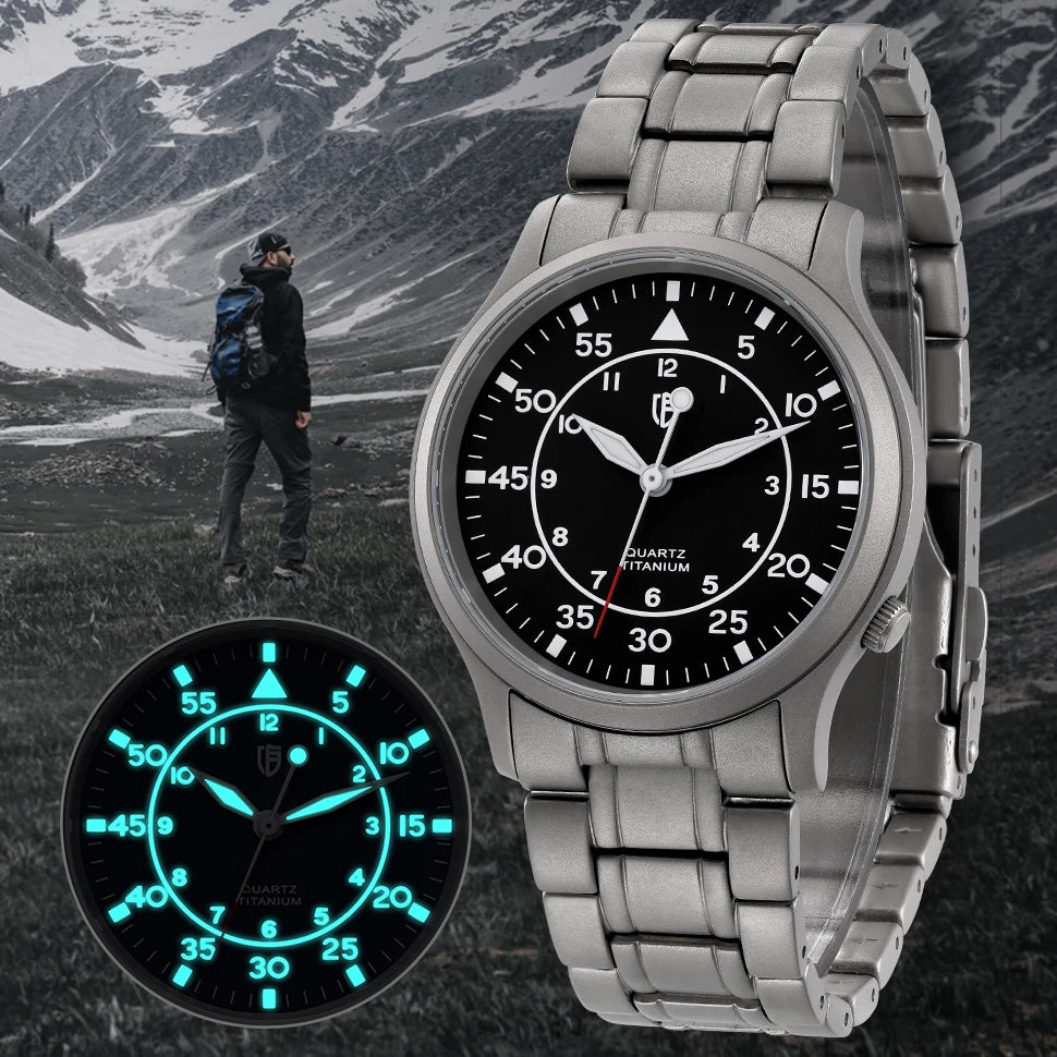 BERNY Titanium Watch for Men AR Coating Sapphire Fashion Wristwatch