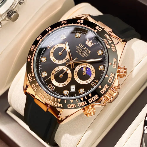 OLEVS New Luxury Men's Watches Quartz Watch Silicone Sport Date