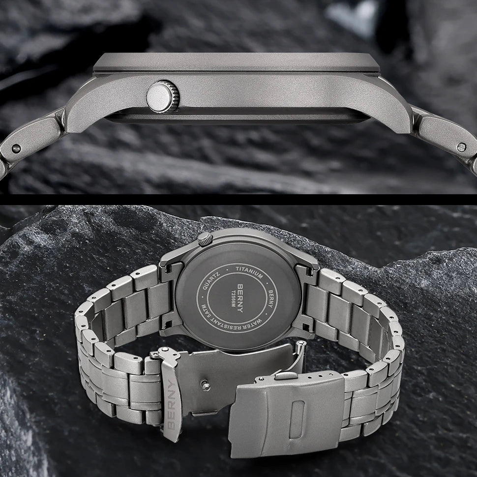 BERNY Titanium Watch for Men AR Coating Sapphire Fashion Wristwatch