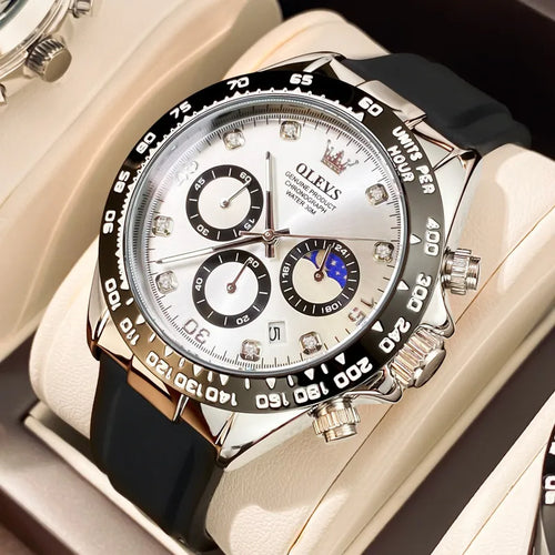 OLEVS New Luxury Men's Watches Quartz Watch Silicone Sport Date