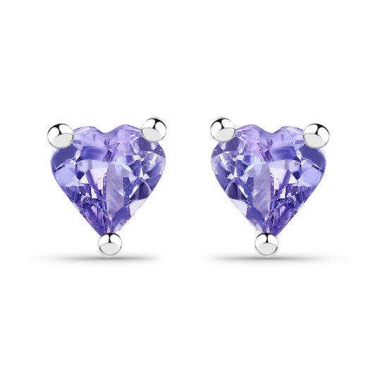 0.90 Carat Genuine Tanzanite .925 Sterling Silver Earrings