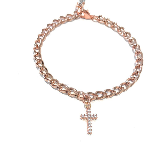 Christian Jewelry, Cross Bracelet , Rose Gold Bracelet, Spiritual