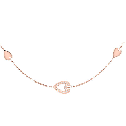 Avani Open Raindrop Layered Diamond Necklace in 14K Rose Gold Vermeil